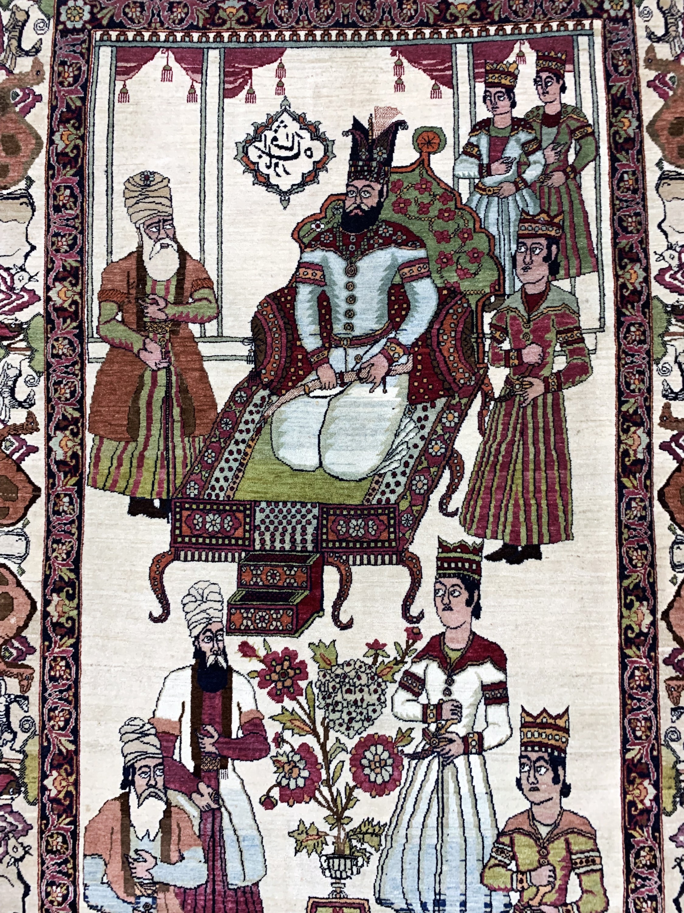 Detail c: Kerman antik Persien, "Nader Shah Afshar", 19.Jhd, Wolle auf Baumwolle, ca. 225 x 144 cm,EHZ: 2