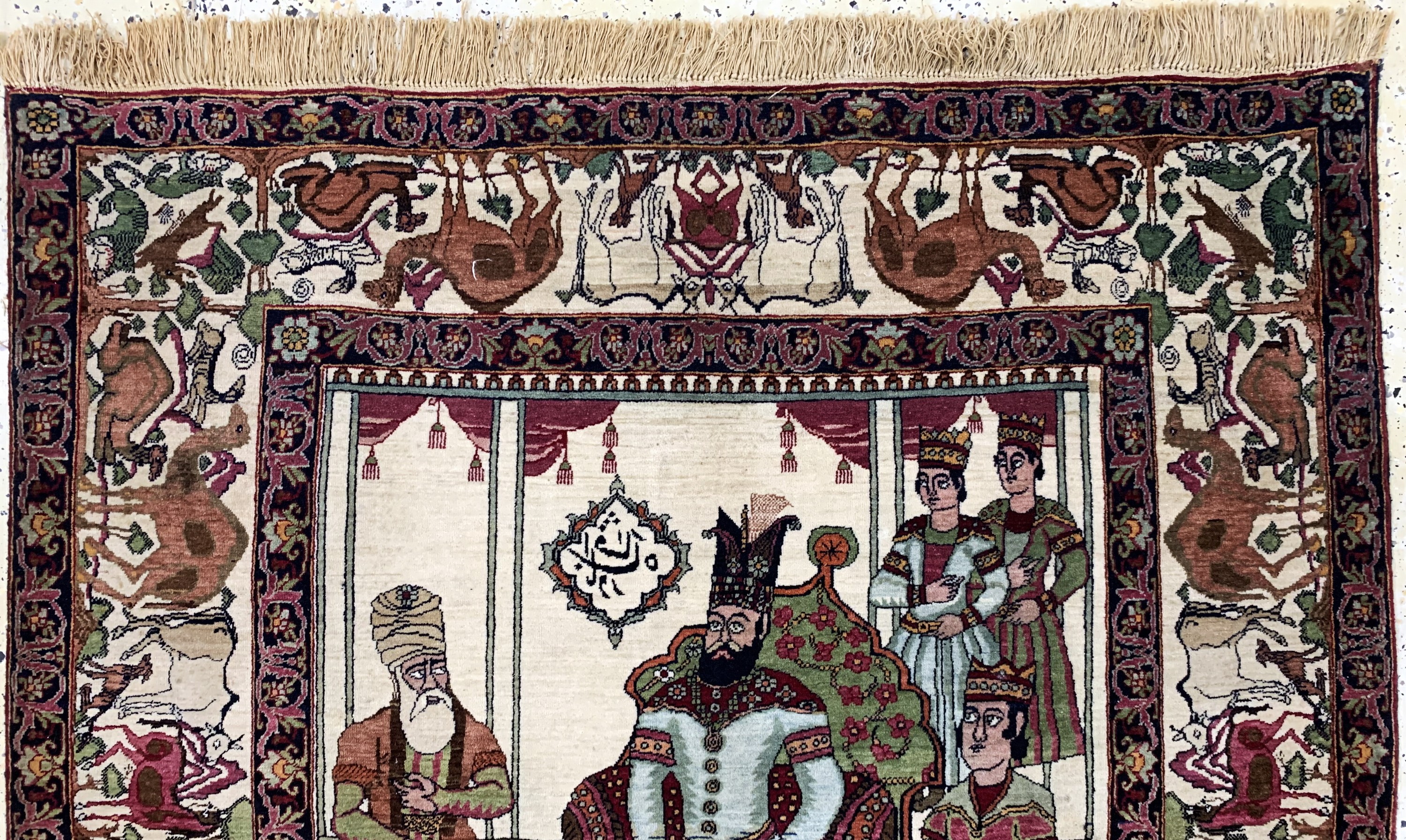 Detail d: Kerman antik Persien, "Nader Shah Afshar", 19.Jhd, Wolle auf Baumwolle, ca. 225 x 144 cm,EHZ: 2