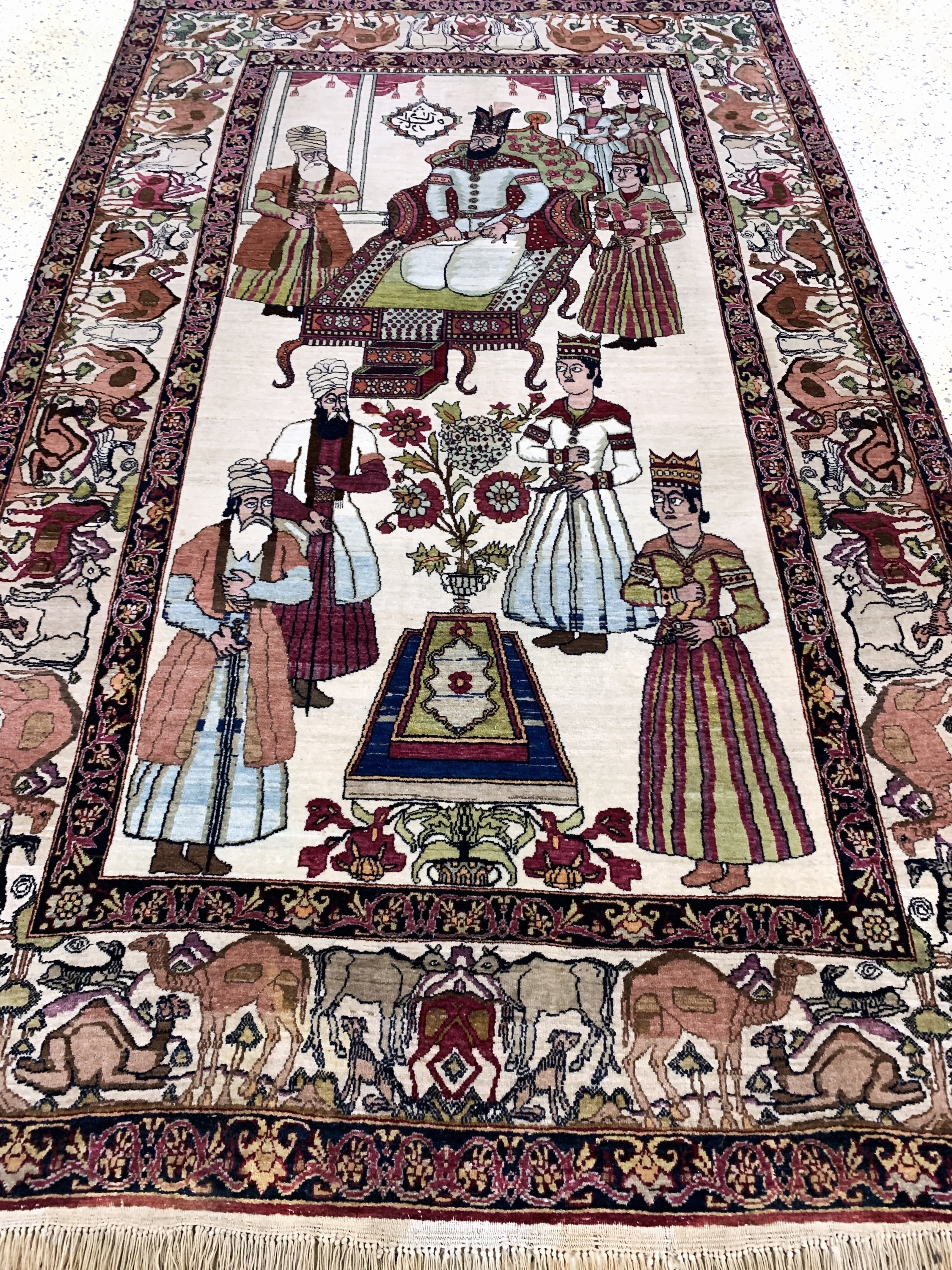 Detail g: Kerman antik Persien, "Nader Shah Afshar", 19.Jhd, Wolle auf Baumwolle, ca. 225 x 144 cm,EHZ: 2