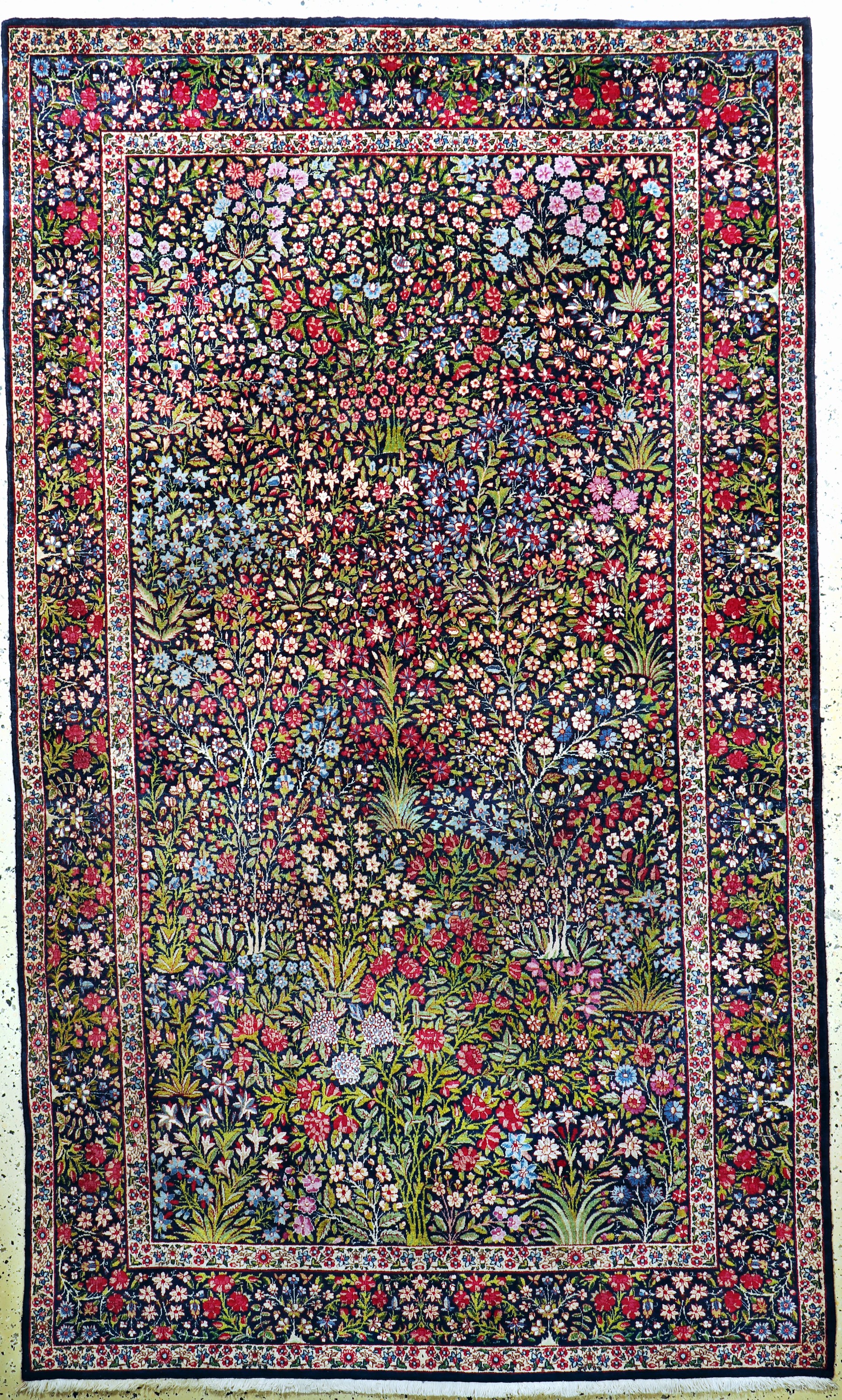 Kerman fein antik Persien, "Mille Fleur", um 1900, Korkwolle auf Baumwolle, ca. 255 x 155 cm, fachkundig gereinigt, EHZ: 1-2