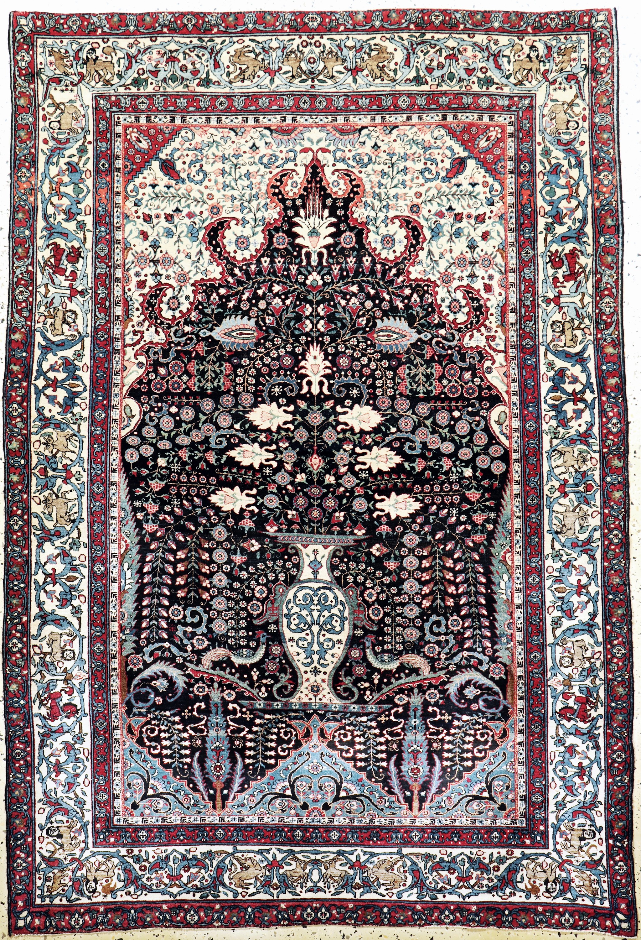 Teheran antik fein, Persien, um 1900, Korkwolle auf Baumwolle, ca. 200 x 136 cm, fachkundig gereinigt, EHZ: 2-3