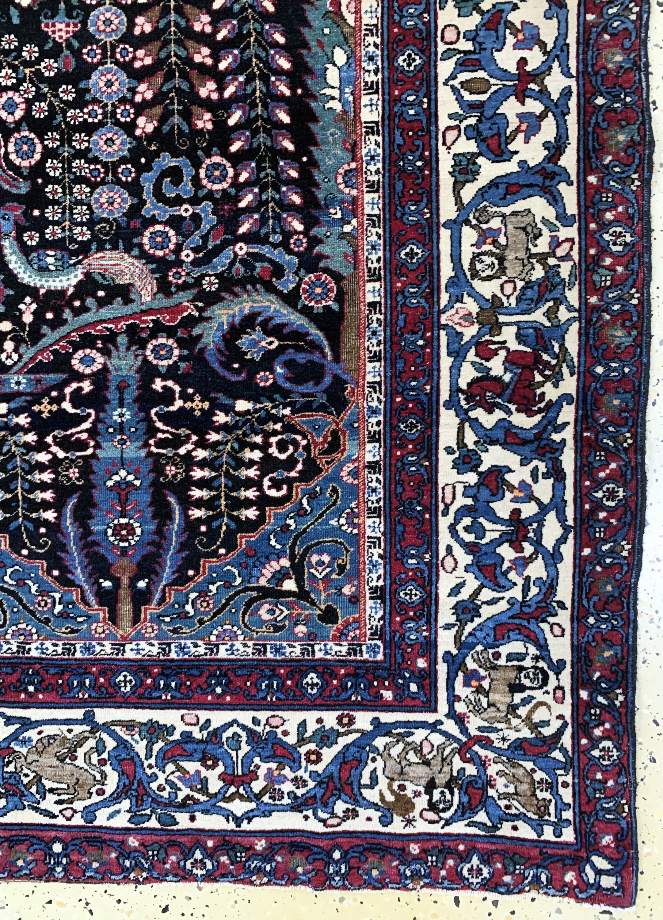 Detail a: Teheran antik fein, Persien, um 1900, Korkwolle auf Baumwolle, ca. 200 x 136 cm, fachkundig gereinigt, EHZ: 2-3