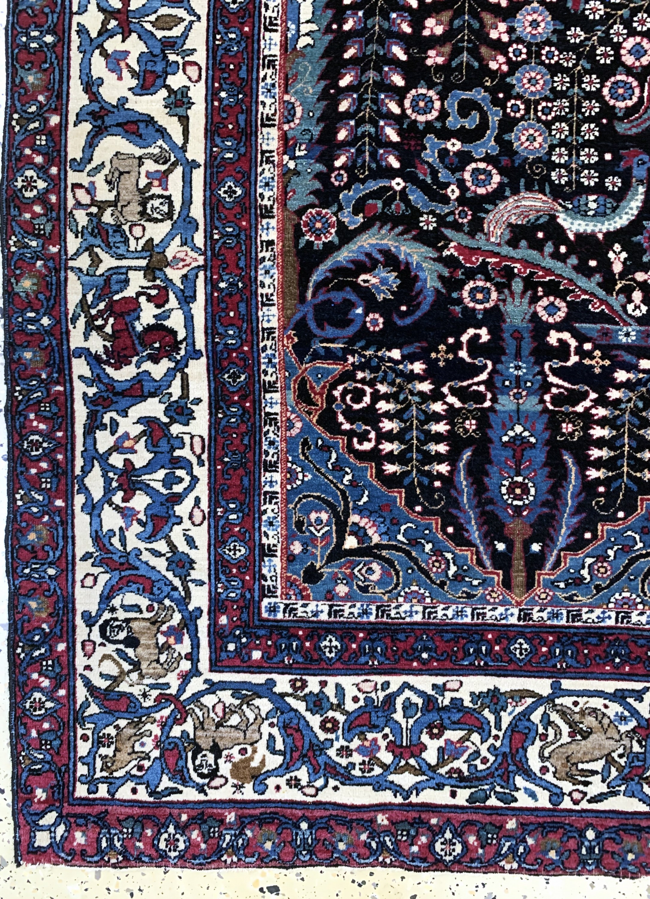 Detail b: Teheran antik fein, Persien, um 1900, Korkwolle auf Baumwolle, ca. 200 x 136 cm, fachkundig gereinigt, EHZ: 2-3