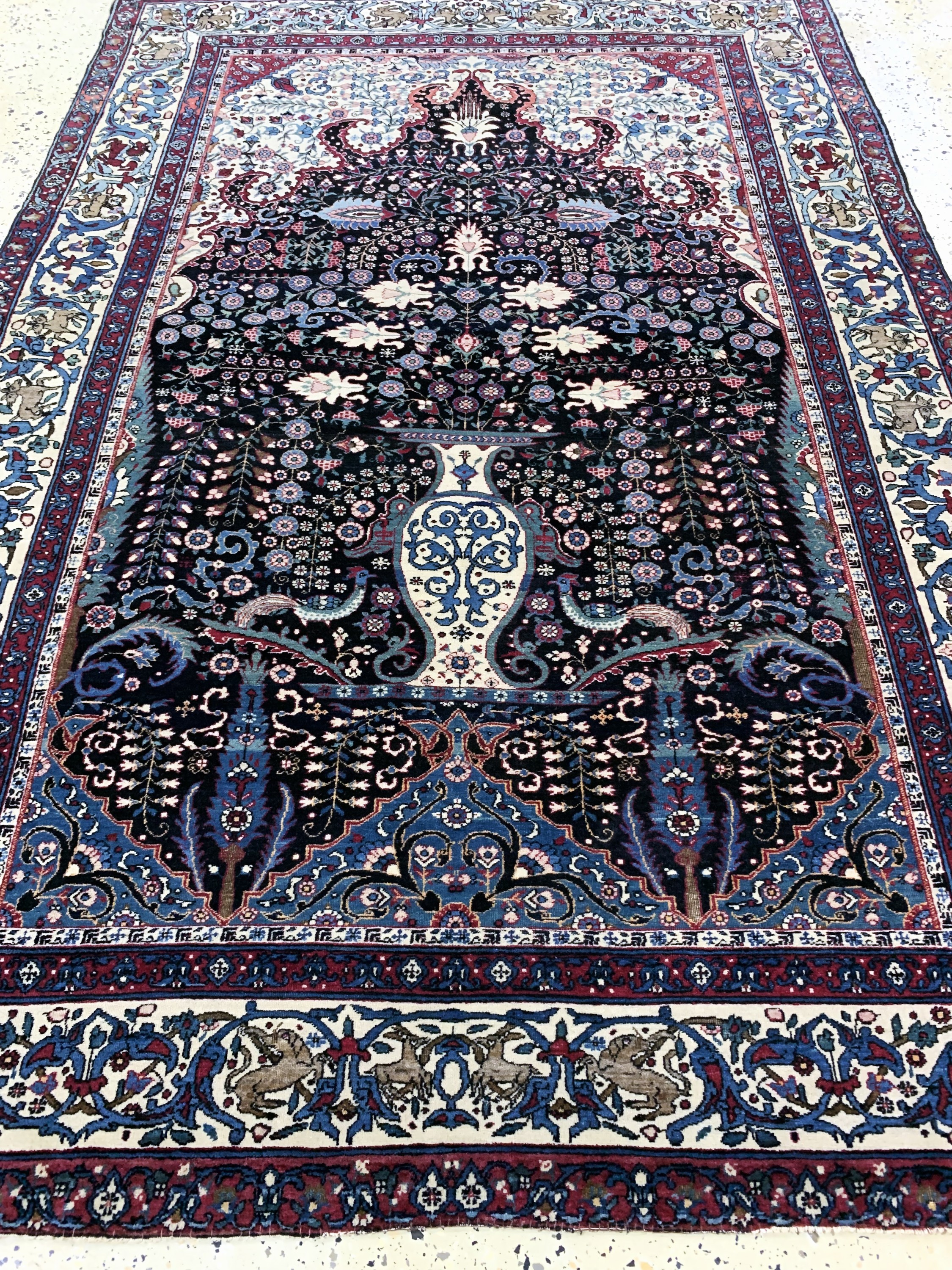 Detail f: Teheran antik fein, Persien, um 1900, Korkwolle auf Baumwolle, ca. 200 x 136 cm, fachkundig gereinigt, EHZ: 2-3