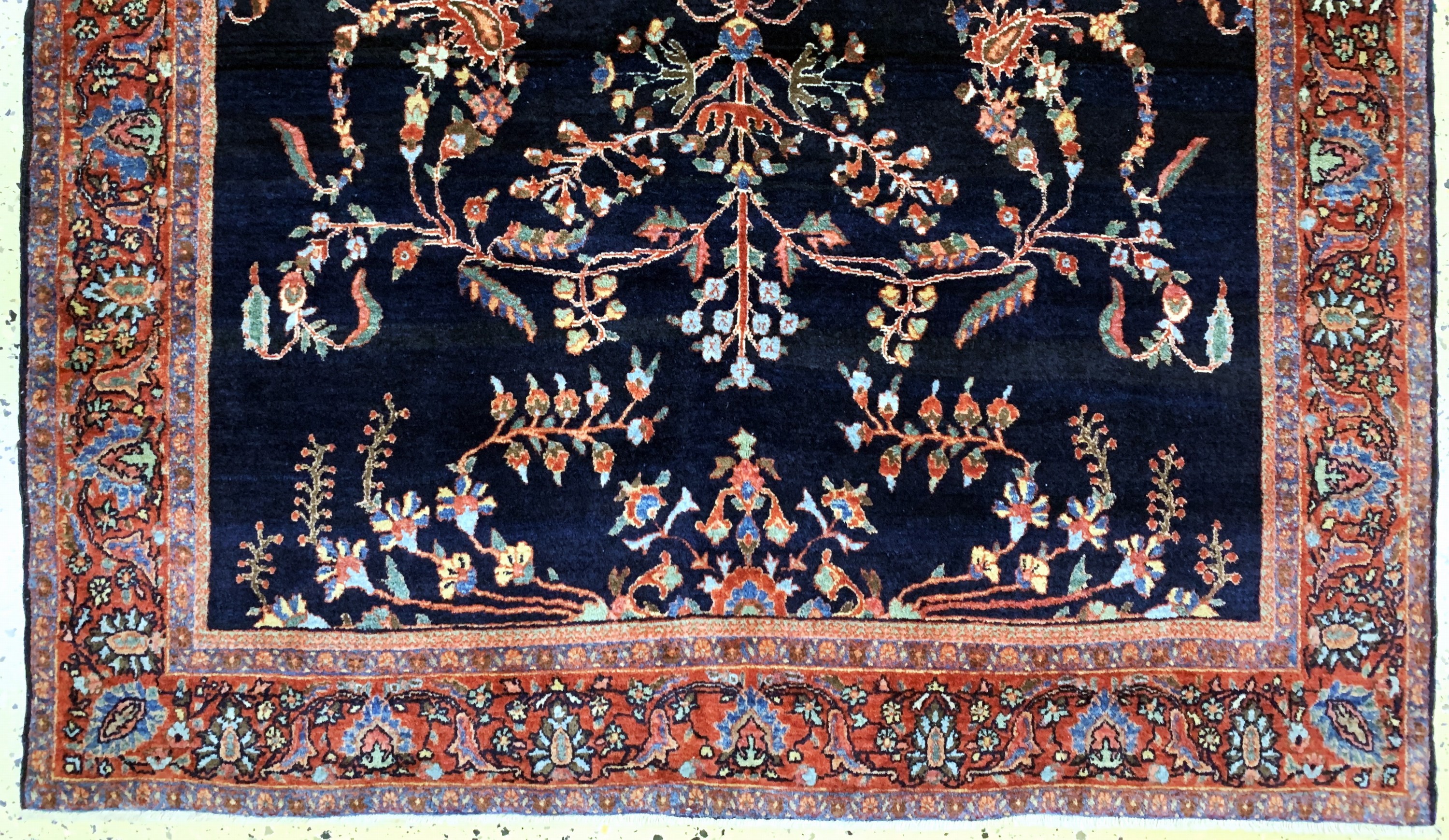 Detail c: Sarogh"Mohajeran"antik, Persien, um 1900, Manchester-Korkwolle, ca. 193 x 130 cm, fachkundig gereinigt, EHZ: 2