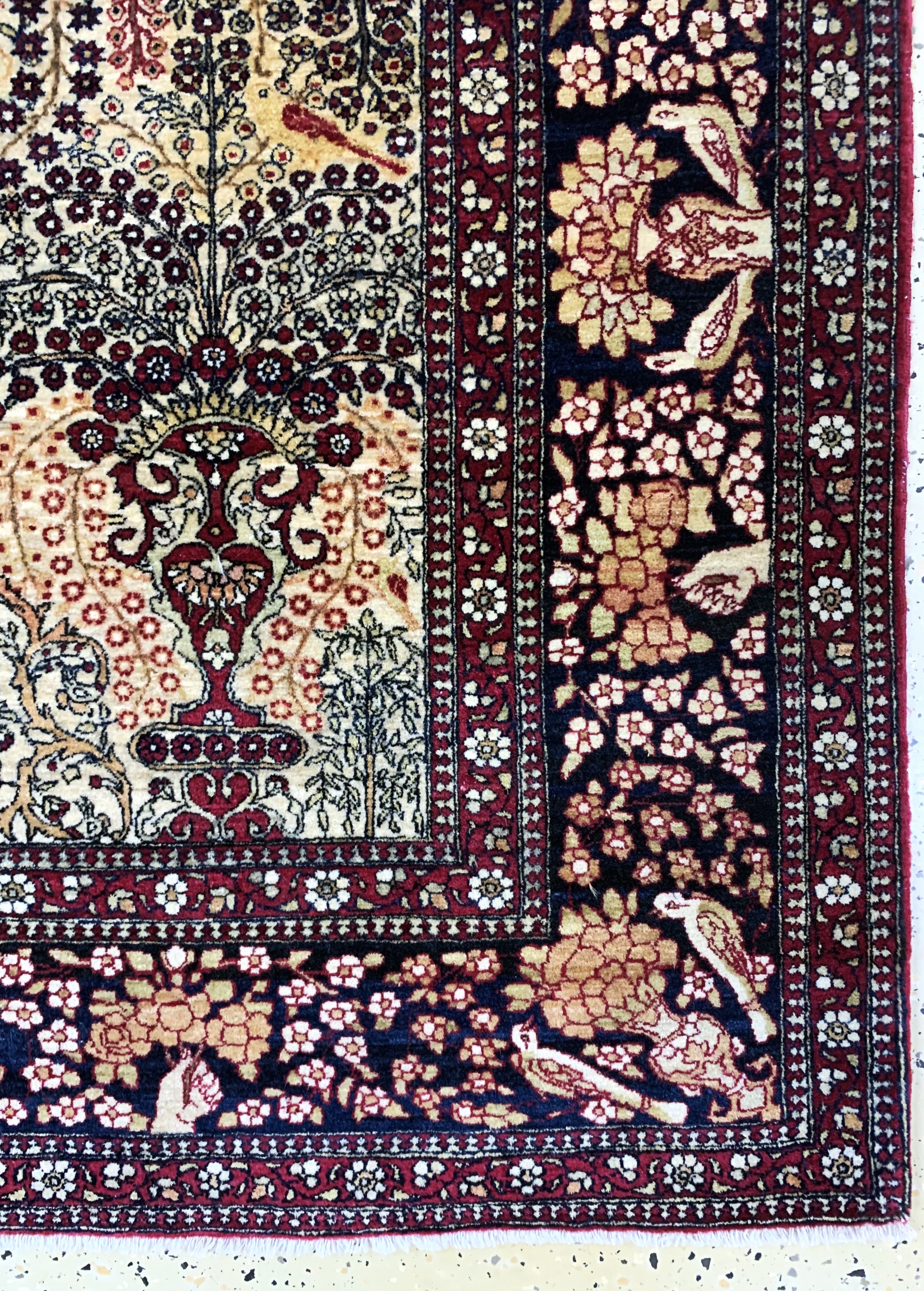 Detail a: Esfahan"Ahmad"fein antik, Persien, um 1900,Korkwolle auf Baumwolle, ca. 206 x 140 cm, fachkundig gereinigt, EHZ: 1-2