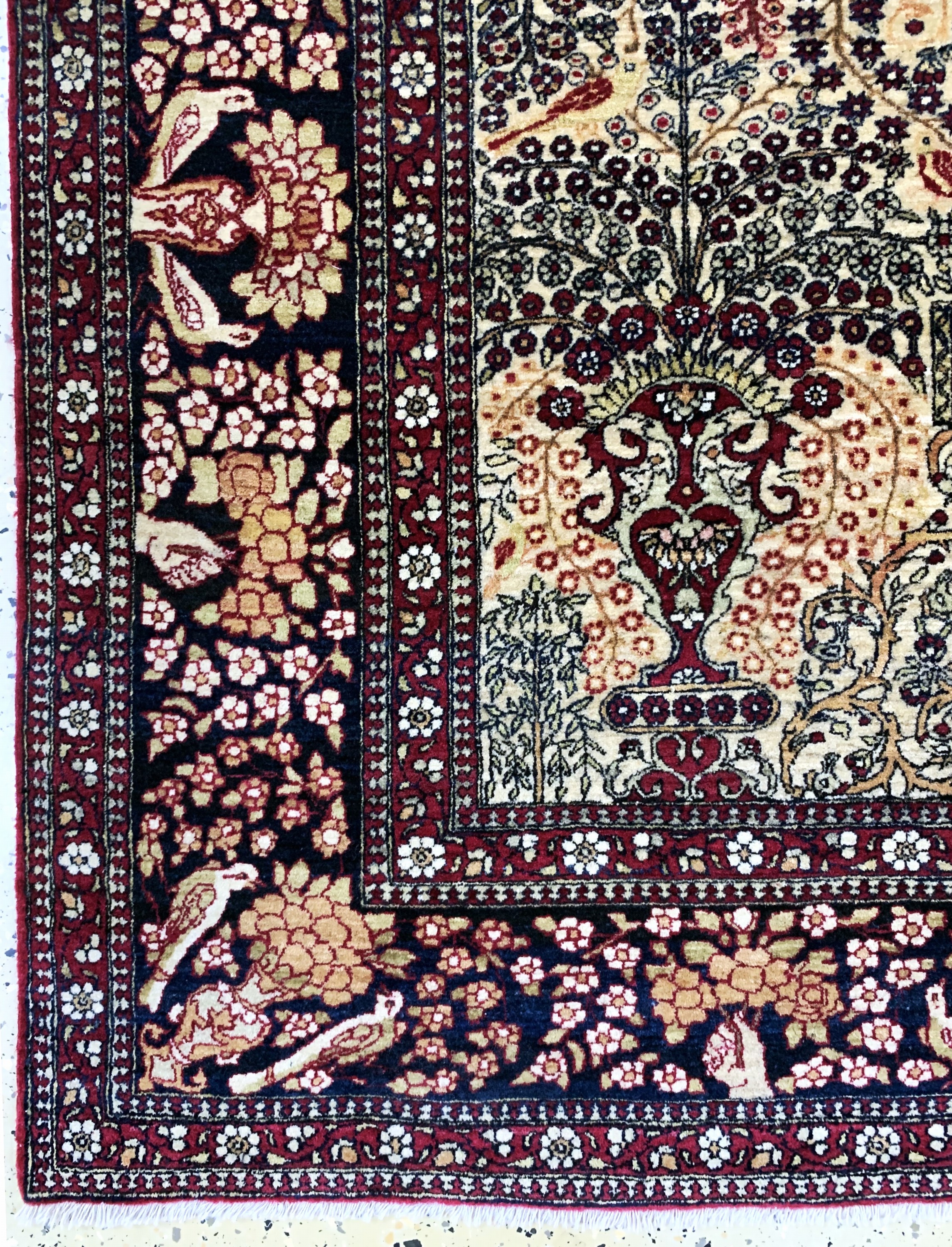 Detail b: Esfahan"Ahmad"fein antik, Persien, um 1900,Korkwolle auf Baumwolle, ca. 206 x 140 cm, fachkundig gereinigt, EHZ: 1-2
