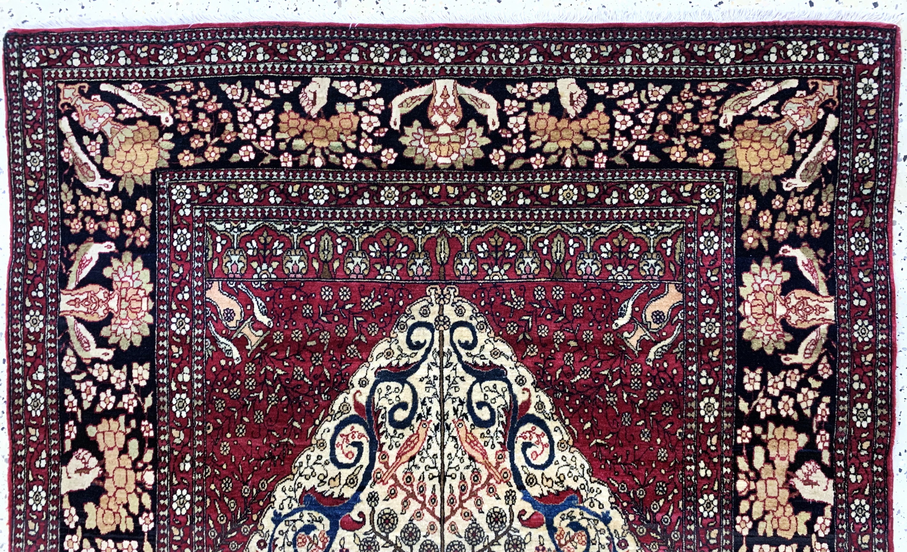 Detail d: Esfahan"Ahmad"fein antik, Persien, um 1900,Korkwolle auf Baumwolle, ca. 206 x 140 cm, fachkundig gereinigt, EHZ: 1-2