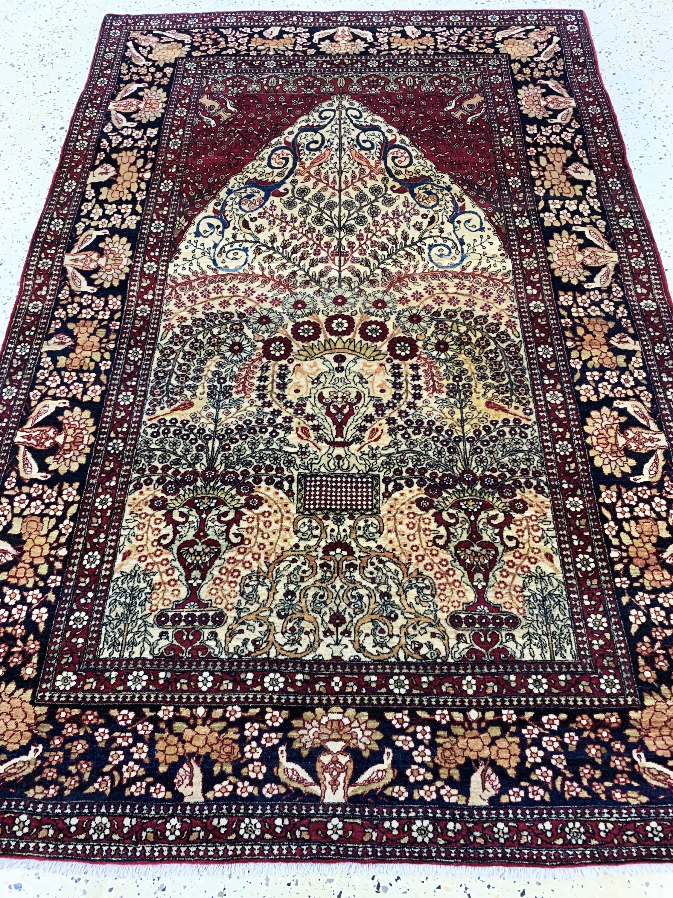 Detail e: Esfahan"Ahmad"fein antik, Persien, um 1900,Korkwolle auf Baumwolle, ca. 206 x 140 cm, fachkundig gereinigt, EHZ: 1-2