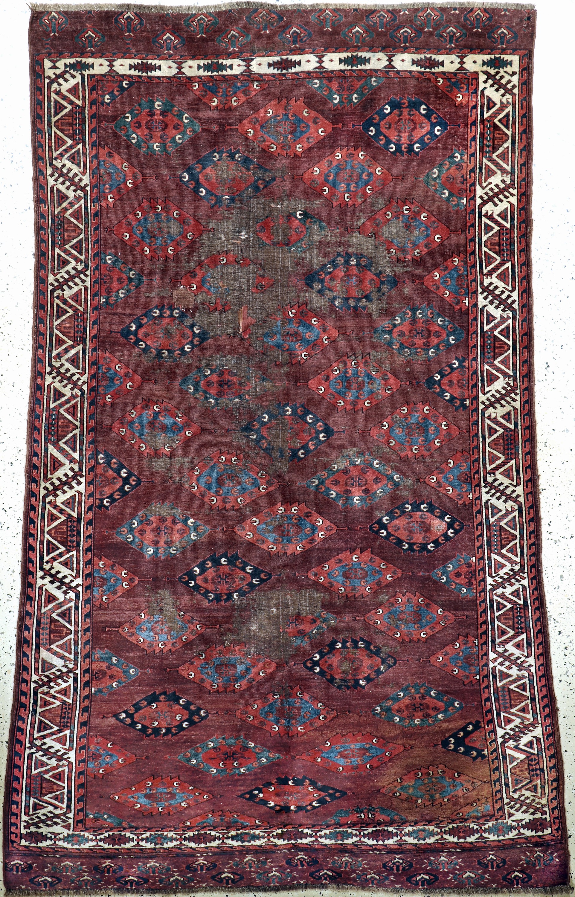 Yomud"C-Gül"Hauptteppich, antik, Turkmenistan, Mitte 19.Jhd, Wolle auf Wolle, ca. 270 x 175 cm, EHZ: 4