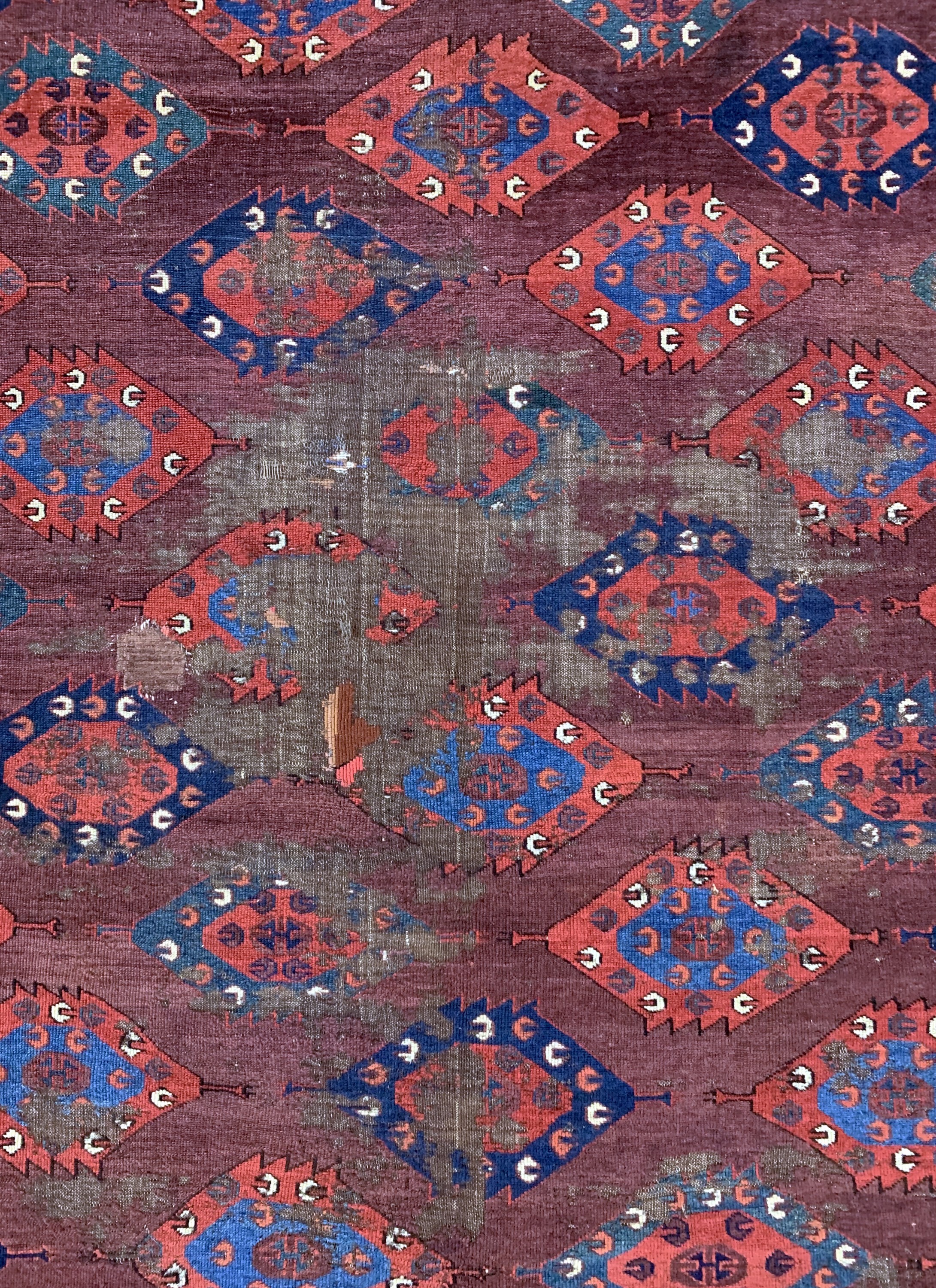 Detail d: Yomud"C-Gül"Hauptteppich, antik, Turkmenistan, Mitte 19.Jhd, Wolle auf Wolle, ca. 270 x 175 cm, EHZ: 4
