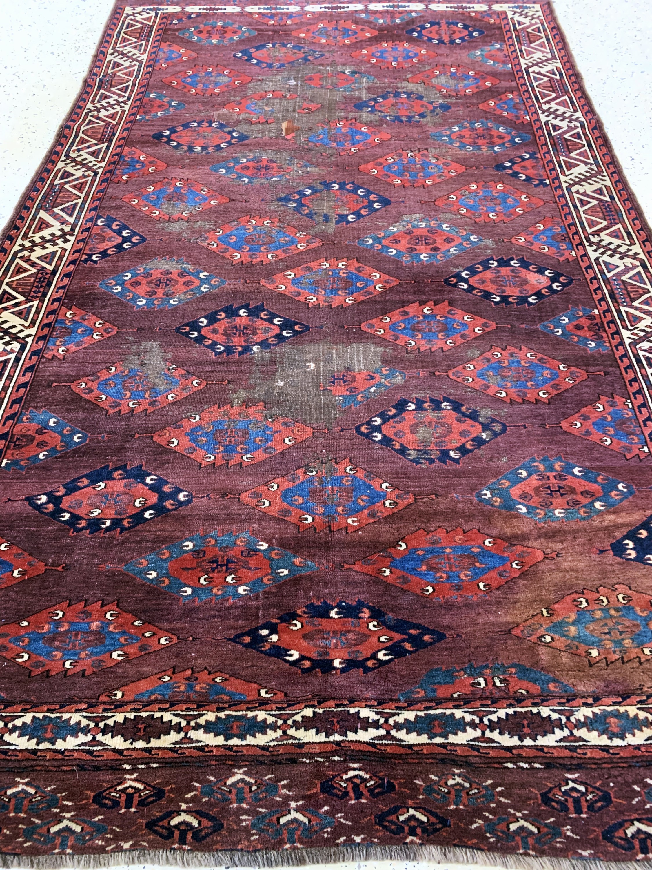 Detail g: Yomud"C-Gül"Hauptteppich, antik, Turkmenistan, Mitte 19.Jhd, Wolle auf Wolle, ca. 270 x 175 cm, EHZ: 4