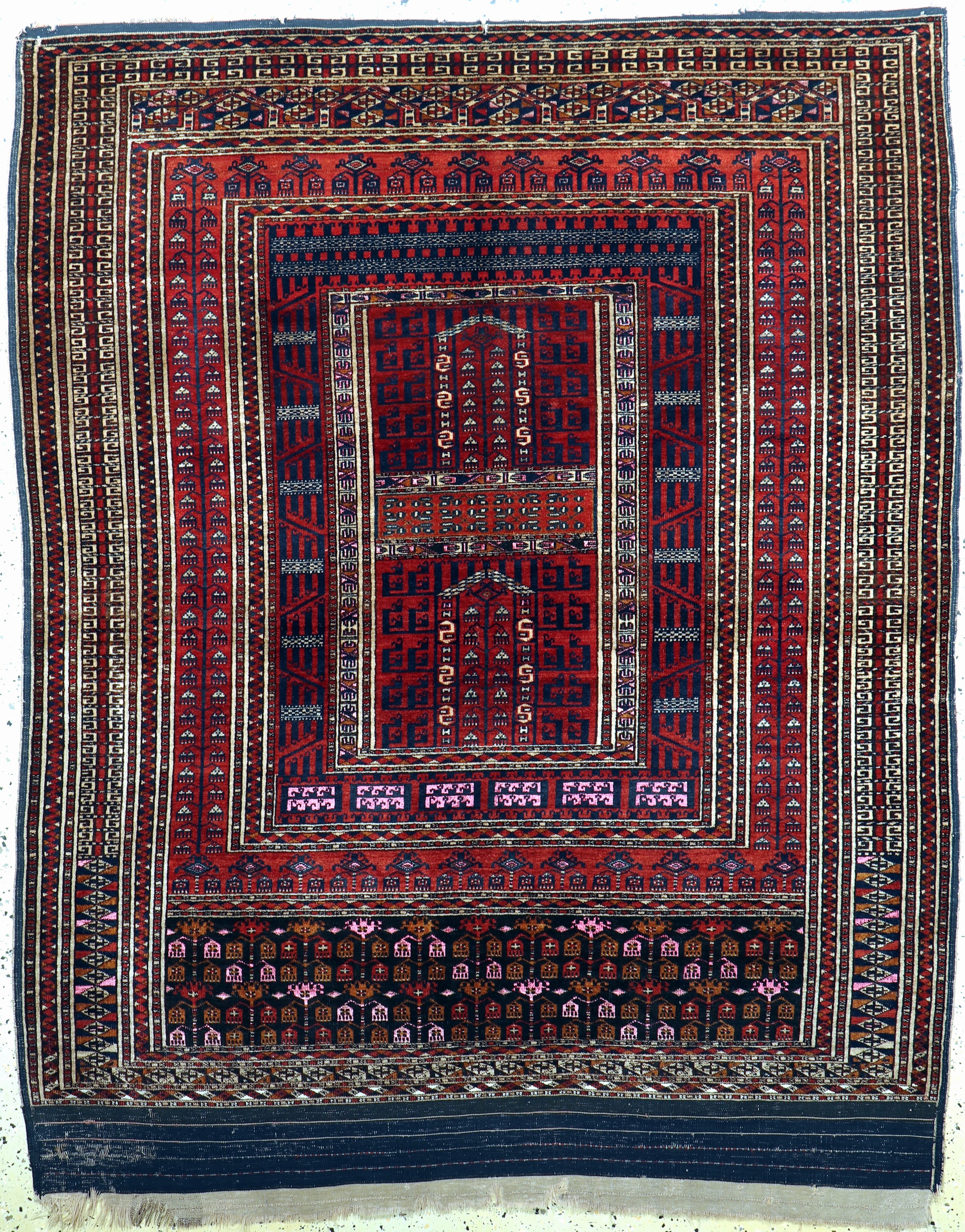 Saryk Engsi"Part-Silk"antik, Turkmenistan, 19.Jhd, Wolle mit Seide auf Wolle, ca. 180 x 145 cm, fachkundig gereinigt, EHZ: 2