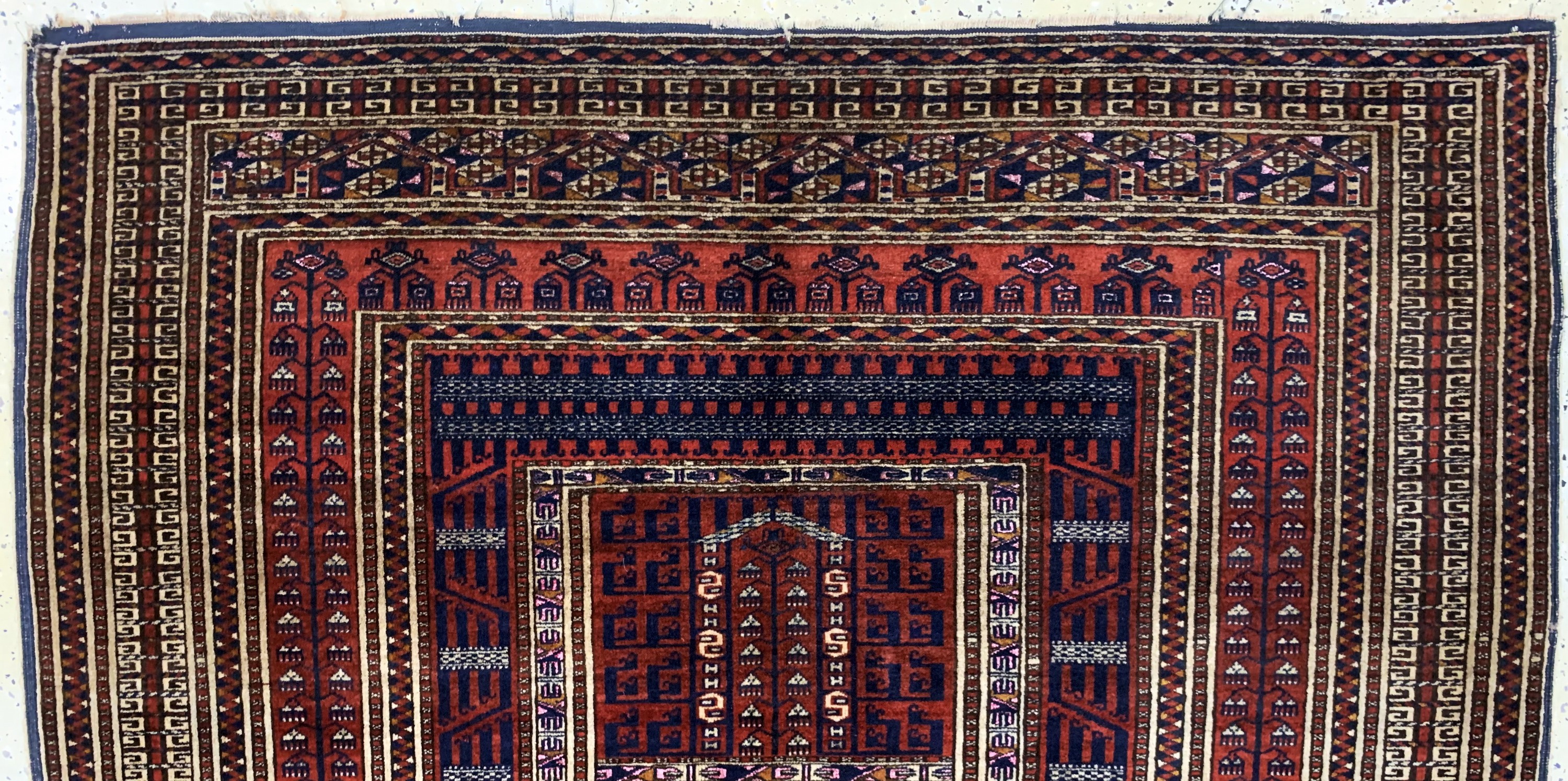 Detail e: Saryk Engsi"Part-Silk"antik, Turkmenistan, 19.Jhd, Wolle mit Seide auf Wolle, ca. 180 x 145 cm, fachkundig gereinigt, EHZ: 2