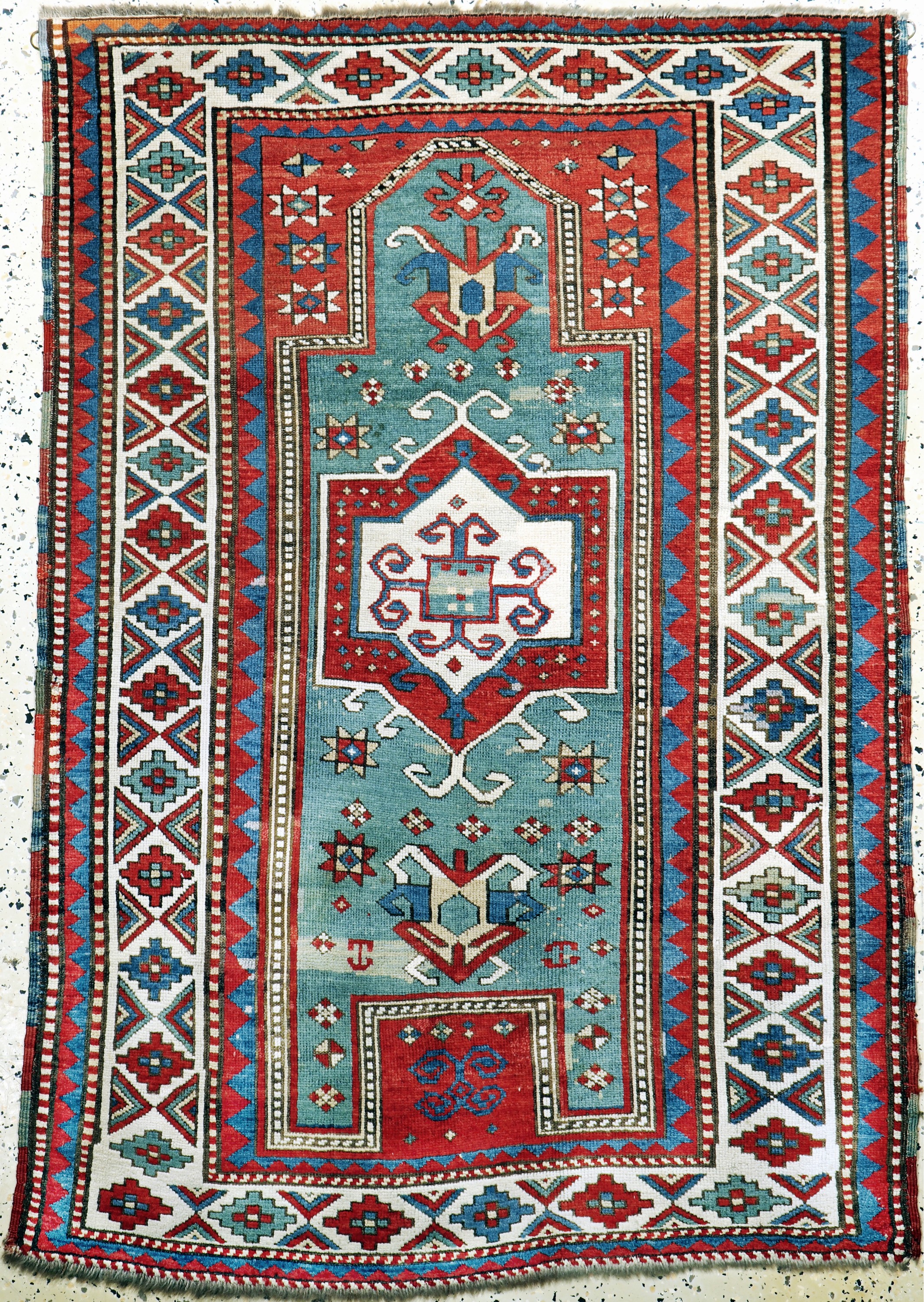 "Fachalo"Kazak antik, Kaukasus, 19.Jhd, Wolle auf Wolle, ca. 150 x 104 cm, EHZ: 3, (alte restaurierungen)