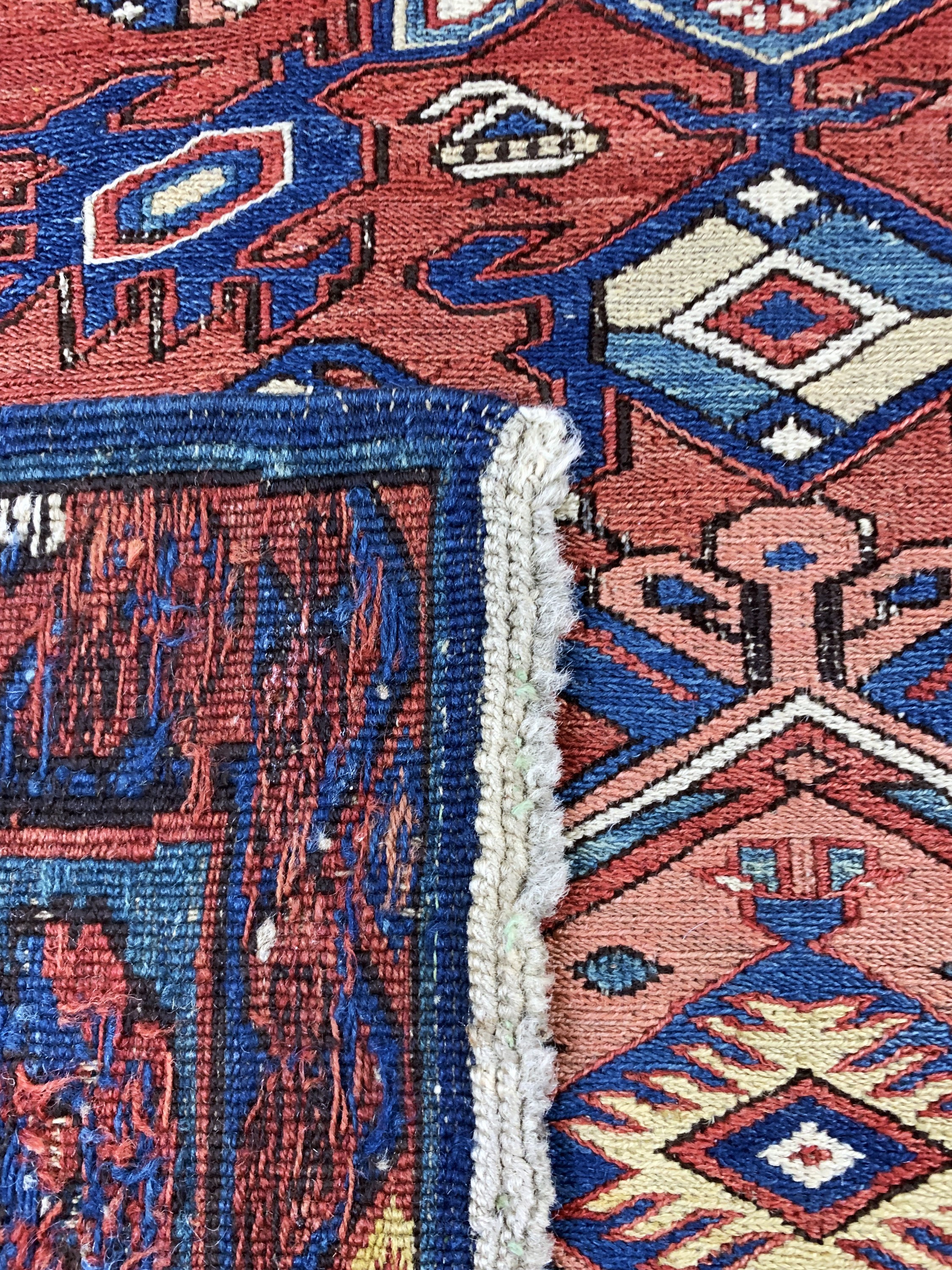 Detail e: Antike"Sumakh", Kaukasus, um 1900, Wolle auf Wolle, ca. 185 x 100 cm, EHZ: 2