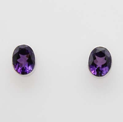 Image 26911262 - Paar Ohrstecker mit Amethysten, WG 585/000, 2 Amethyste zus. ca. 2.20 ct ...