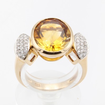 Image 26911270 - Ring mit Citrin und Brillanten, RoséG 585/ 000, fac. Citrin ca. 4.74 ct, Brill. ...