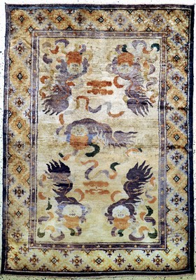 Image 26911280 - Seiden Peking antik China, "Fo-Hunde", um 1900, Seide auf Baumwolle, ca. 185 ...