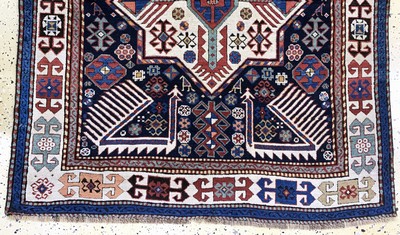 26911282d - "Akstafa"Kazak antik, Kaukasus, 19.Jhd, Wolle auf Wolle, ca. 300 x 110 cm, ...