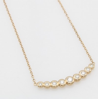 Image 26911290 - Collier mit Brillanten, GG 585/000, 9 Brill. in Zargenfassung mittig gef. zus. ca. 0.35 ...