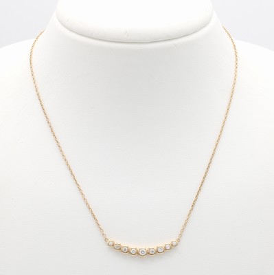 26911290a - Collier mit Brillanten, GG 585/000, 9 Brill. in Zargenfassung mittig gef. zus. ca. 0.35 ...