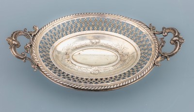 26911355b - Anbietschale, 800er Silber, deutsch, um 1900, ovale Grundform, mittig teilw. floral ...