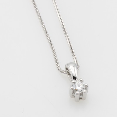 Image 26911448 - Anhänger mit Brillant an Kette, WG 585/000, Brill. in Krappenfassung ca. 0.10 ct ...