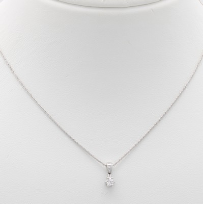 26911448a - Anhänger mit Brillant an Kette, WG 585/000, Brill. in Krappenfassung ca. 0.10 ct ...