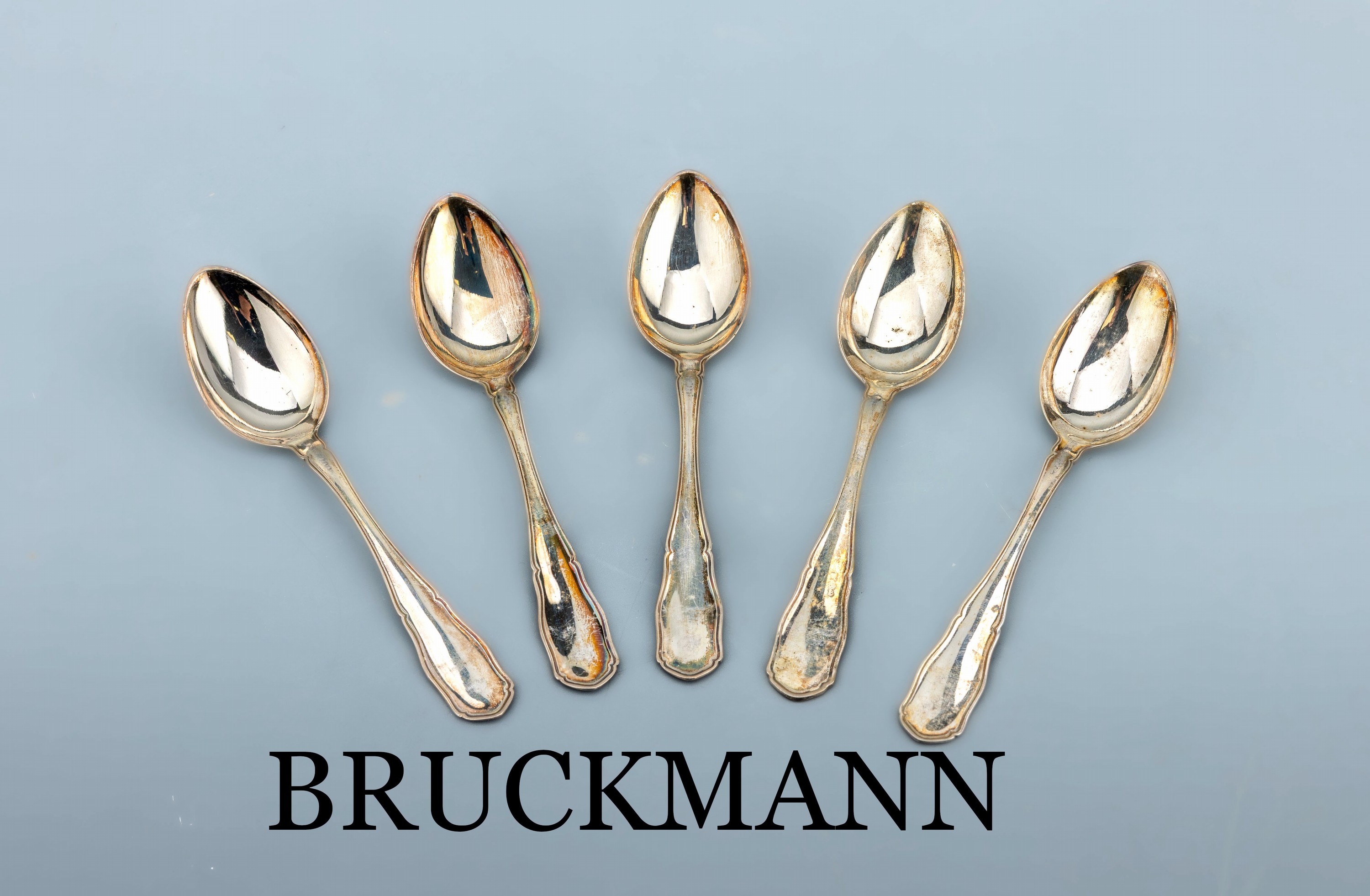 Set 12 Kaffeelöffel, 800er Silber, deutsch,Dresdner Barock, L. ca. 14.3 cm, Hersteller BRUCKMANN/Heilbronn, ca. 292 g