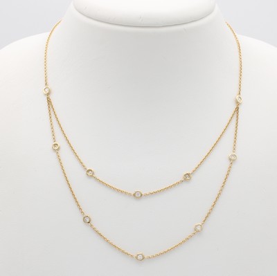 26912099a - Collier mit Brillanten, GG 585/000, 10 Brill. zus. ca. 0.50 ct Weiß/lupenr., ...