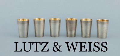 Image 26912123 - Set 6 Schnapsbecher, 800er Silber, deutsch,schlichte konische Form, innen verg., H. ca. ...
