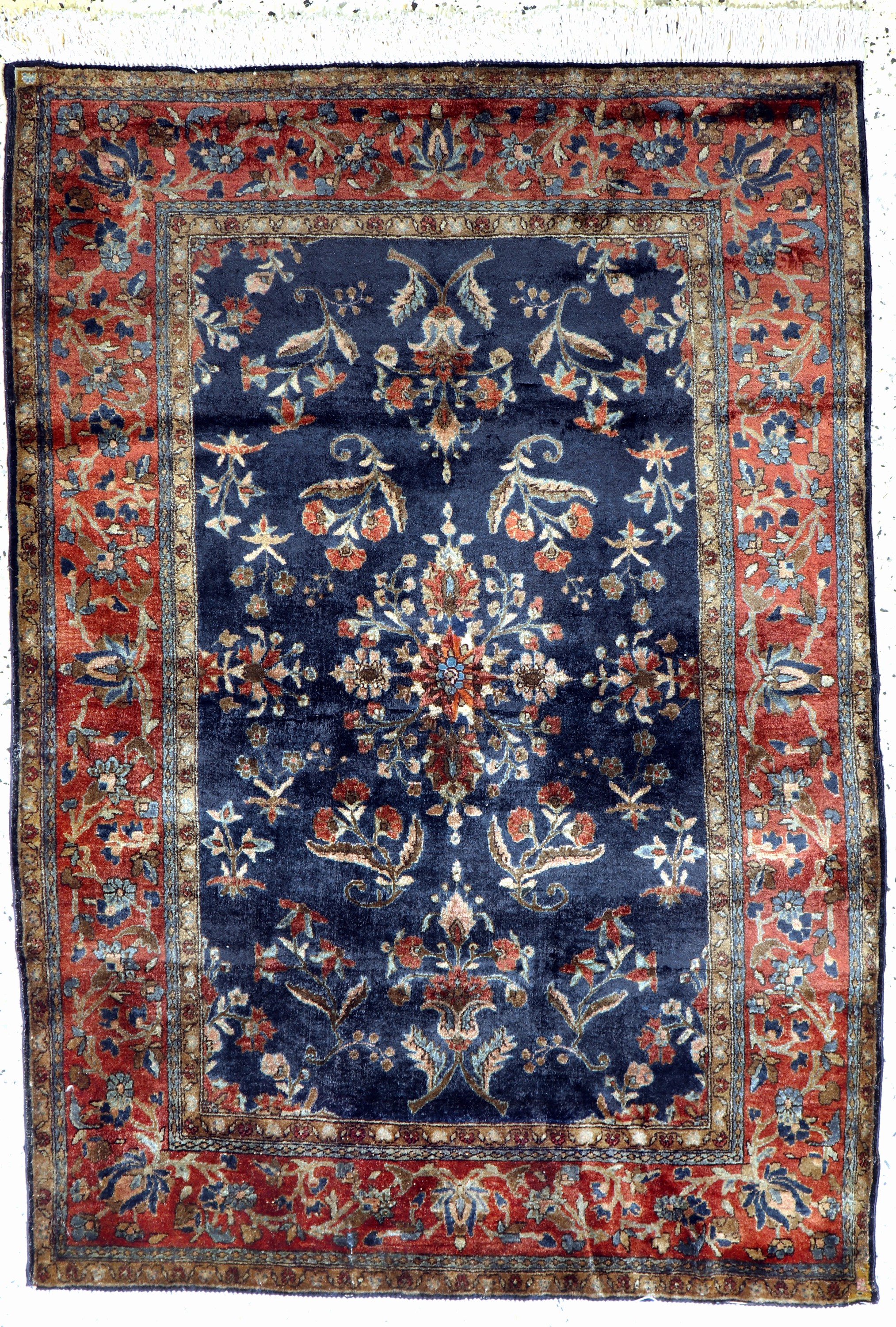 Us Re-Import Sarogh antik, Persien, um 1900, Manchester-Korkwolle, ca. 146 x 103 cm, verfärbt, EHZ: 2(Fransen erneuert).