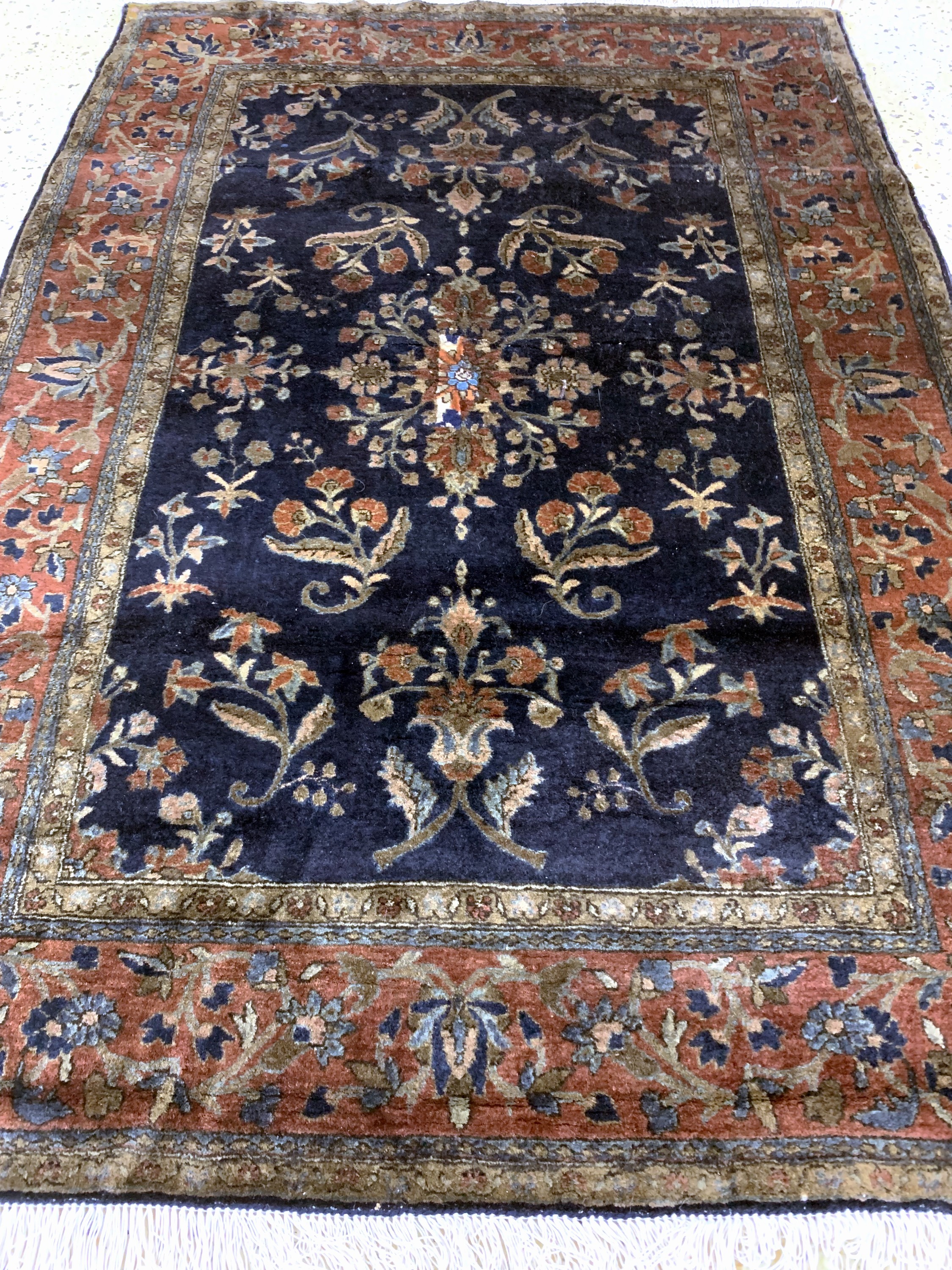 Detail d: Us Re-Import Sarogh antik, Persien, um 1900, Manchester-Korkwolle, ca. 146 x 103 cm, verfärbt, EHZ: 2(Fransen erneuert).