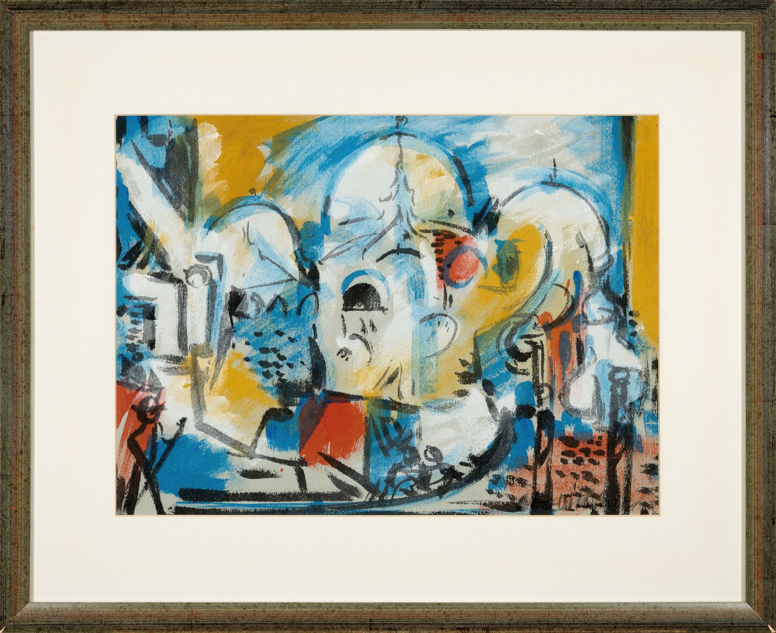 Detail k: Otto Ditscher, 1904-1987 Neuhofen, Abstrakte Komposition, Gouache auf Papier, rechts unten sign., ca. 33x45cm, PP, u.Gl., R. ca. 52x64cm