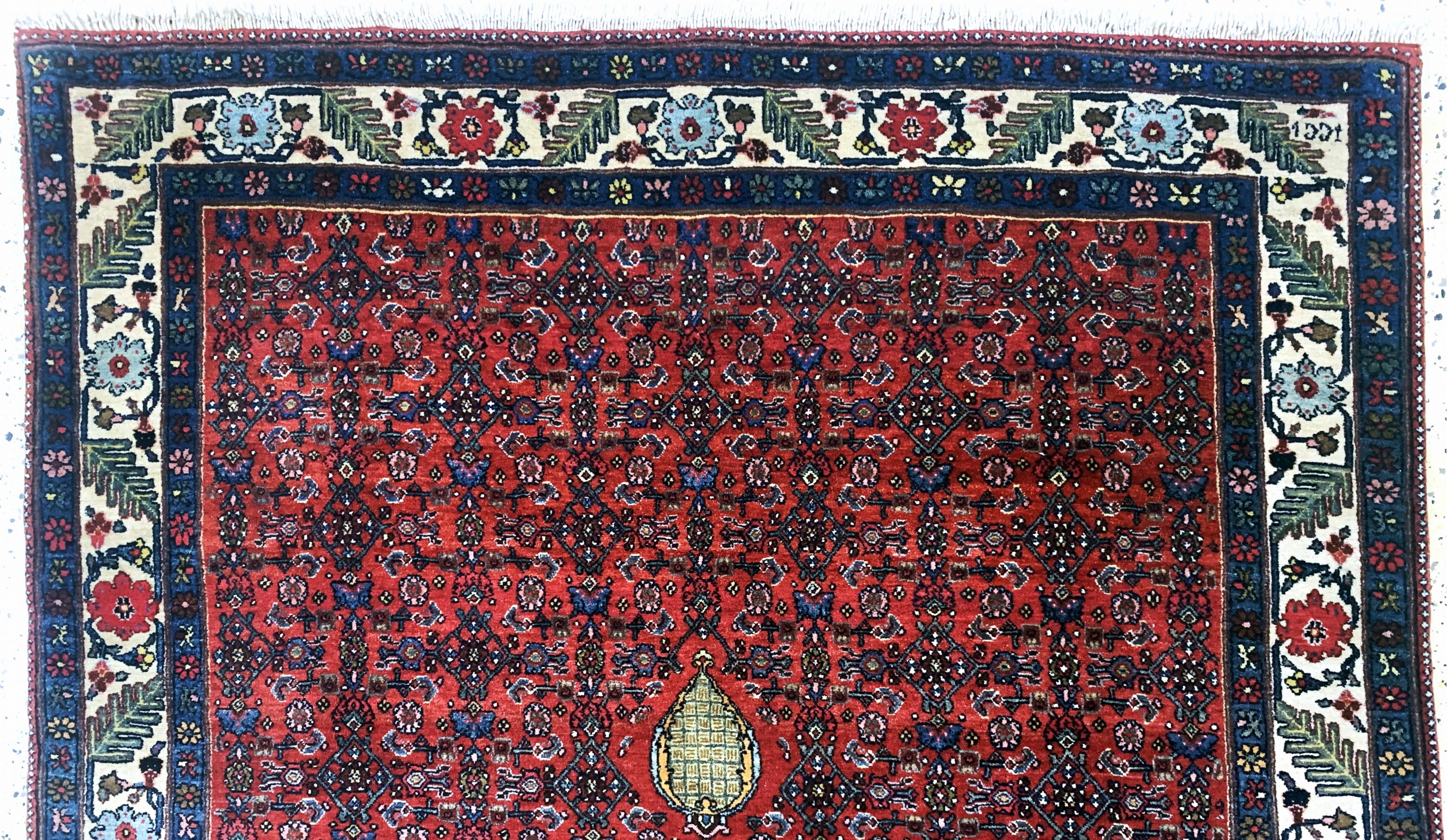 Detail a: Bidjar fein antik, Persien, datiert 1331(1910), Wolle auf Baumwolle, ca. 212 x 140cm, gereinigt, EHZ:(nahezu neuwertig)
