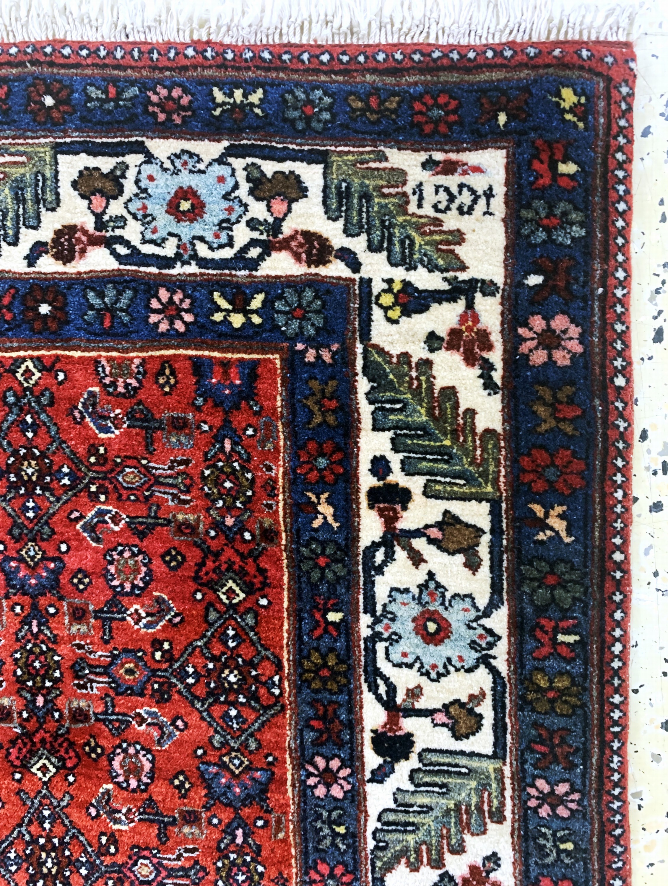 Detail d: Bidjar fein antik, Persien, datiert 1331(1910), Wolle auf Baumwolle, ca. 212 x 140cm, gereinigt, EHZ:(nahezu neuwertig)
