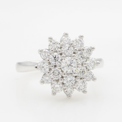 Image Ring mit Brillanten, WG 585/000, 19 Brill. blütenf. gef. zus. ca. 1.50 ct ...