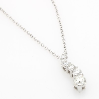 Image Anhänger mit Brillanten an Kette, WG 585/000, 6 Brill. im Verlauf zus. ca. 0.55 ct ...