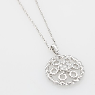 Image 26912369 - Anhänger mit Brillanten an Kette, WG 585/000, runde, durchbrochene Form, Brill. ...