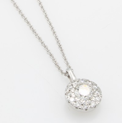 Image Anhänger mit Brillanten an Kette, WG 585/000, runde Form, Brill. zus. ca. 0.35 ct ...