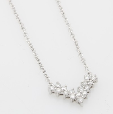 Image Collier mit Brillanten, WG 585/000, 16 Brill. in V-Form gef. zus. ca. 0.20 ct ...