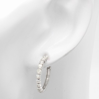Image Paar Klappcreolen mit Brillanten, WG 585/000, Brill. in Balkenfassungen zus. ca. 1 ct ...