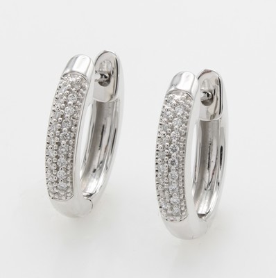 Image Paar Klappcreolen mit Brillanten, WG 585/000, 36 Brill. zus. ca. 0.10 ct Weiß/si, ...