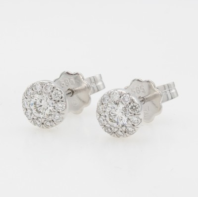 Image Paar Ohrstecker mit Brillanten, WG 585/000, runde Form, 22 Brill. zus. ca. 0.50 ct ...