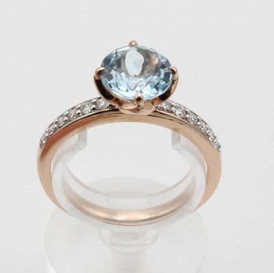 Image 26912463 - Ring mit Topasen und Brillanten, RoséG 585/000, runder Topas (beh.) ca. 2.43 ct, ...