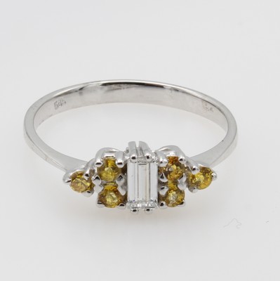 Image Ring mit Diamant und Brillanten, WG 585/000,Diamantbag. ca. 0.22 ct Weiß/si, 6 ...