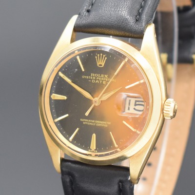 26912574a - ROLEX Oyster Date Referenz 1500/1503 seltene Armbanduhr in GG 750/000, Schweiz um 1962, ...