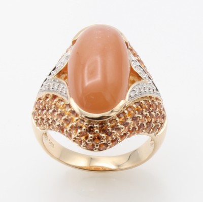 Image Ring mit Mondstein, Saphiren und Brillanten, RoséG 585/000, Mondsteincabochon u. ...