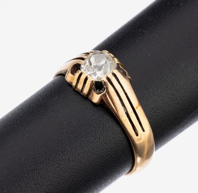 Image 26912592 - 14 kt Gold Diamant-Ring, um 1880, GG 585/000 gepr., Altschliffdiamant ca. 0.40 ct ...